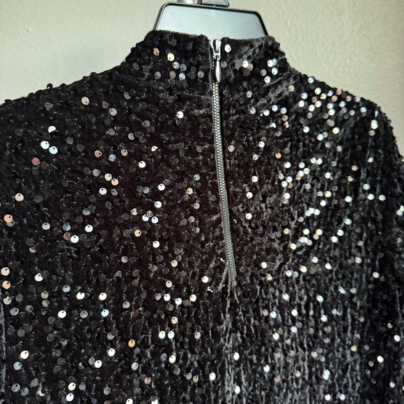 NWT J.McLaughlin Leeza Mini Black Sequin Shirt Dress Sz S - Picture 8 of 8